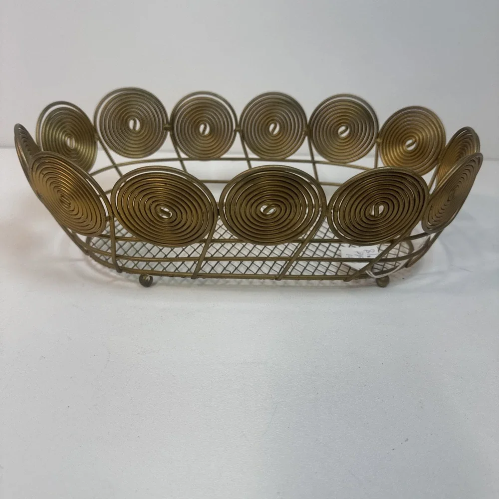 Retro Atomic Coiled Wire Basket‎ Bread Rolls Letters Desk Organizer MCM